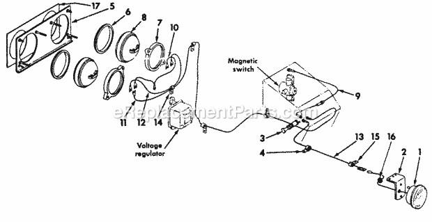 Electric Lighting Diagram and Parts List for 122  Cub Cadet Lawn Tractor